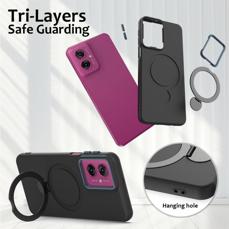 For Motorola Moto G55 Gen1.5 Pivot Ring Holder TPU Hybrid PC Phone Case
