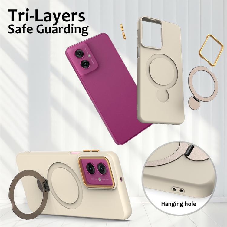 For Motorola Moto G55 Gen1.5 Pivot Ring Holder TPU Hybrid PC Phone Case