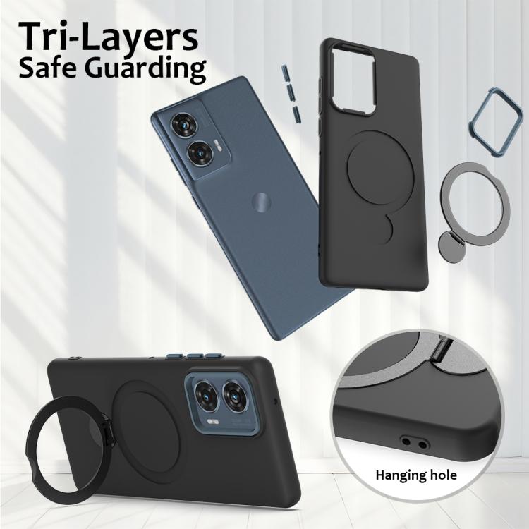 For Motorola Moto G85 / S50 Neo Gen1.5 Pivot Ring Holder TPU Hybrid PC Phone Case