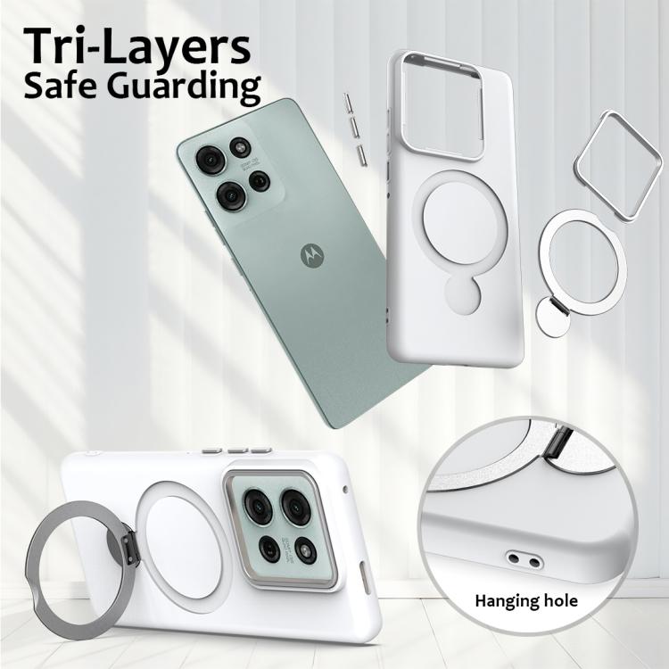 For Motorola Moto G75 5G Gen1.5 Pivot Ring Holder TPU Hybrid PC Phone Case