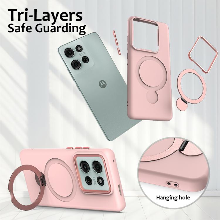 For Motorola Moto G75 5G Gen1.5 Pivot Ring Holder TPU Hybrid PC Phone Case