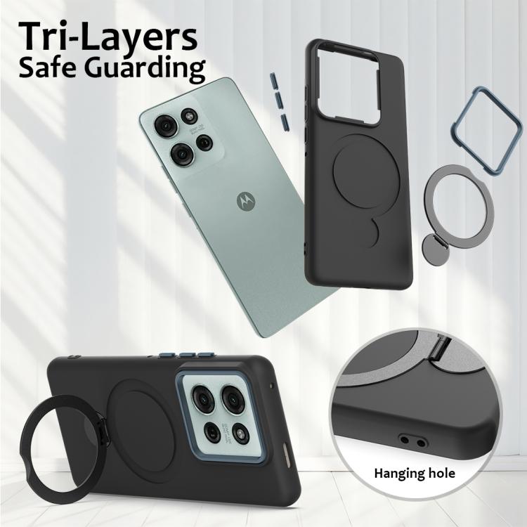 For Motorola Moto G75 5G Gen1.5 Pivot Ring Holder TPU Hybrid PC Phone Case