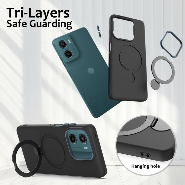 For Motorola Moto G05 / E15 4G Gen1.5 Pivot Ring Holder TPU Hybrid PC Phone Case