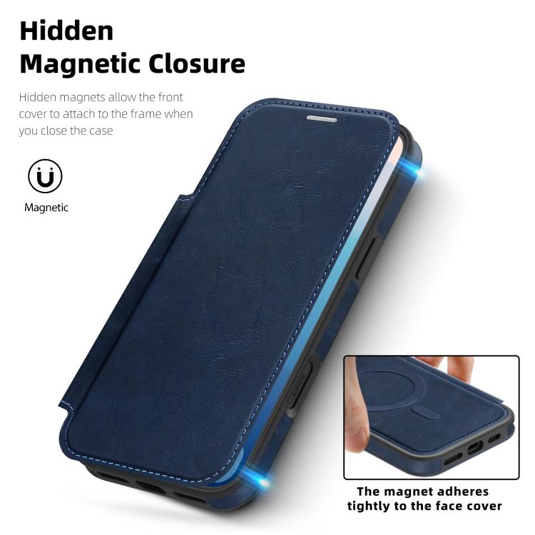 For iPhone 17 Pro Max Linton MagSafe Leather Phone Case