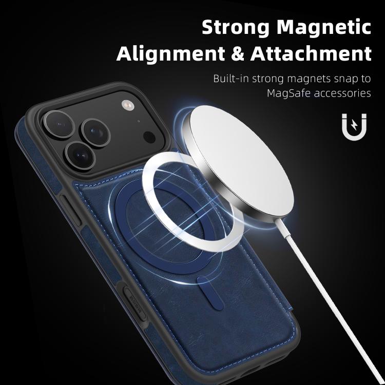 For iPhone 17 Pro Max Linton MagSafe Leather Phone Case