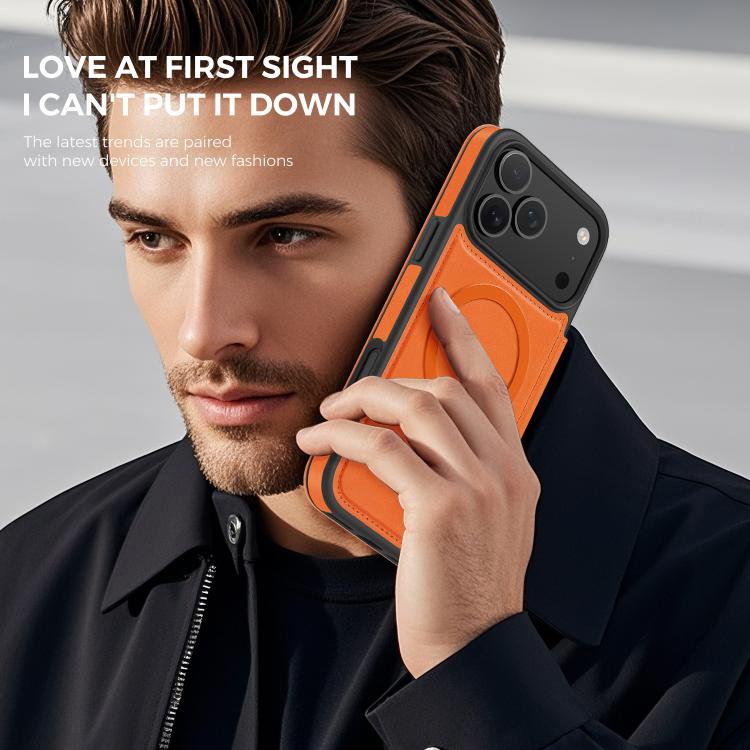 For iPhone 17 Pro Max Linton MagSafe Leather Phone Case