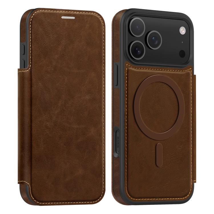 For iPhone 17 Pro Max Linton MagSafe Leather Phone Case