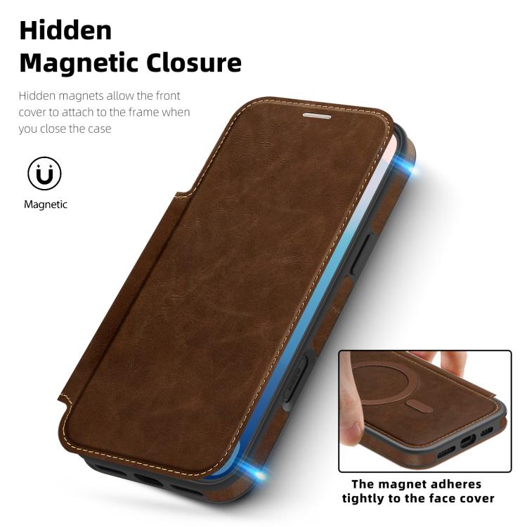 For iPhone 17 Pro Max Linton MagSafe Leather Phone Case
