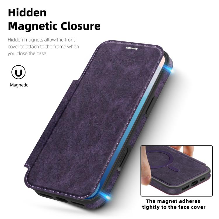 For iPhone 17 Pro Max Linton MagSafe Leather Phone Case