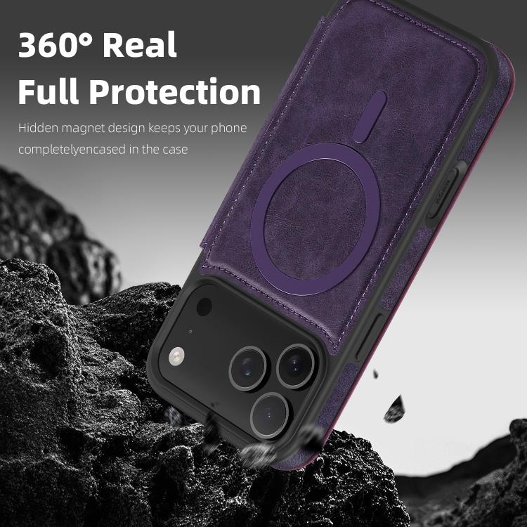 For iPhone 17 Pro Max Linton MagSafe Leather Phone Case