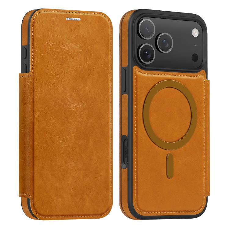 For iPhone 17 Pro Max Linton MagSafe Leather Phone Case