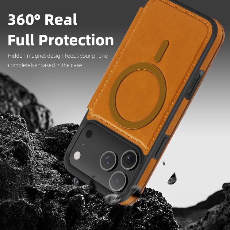 For iPhone 17 Pro Max Linton MagSafe Leather Phone Case