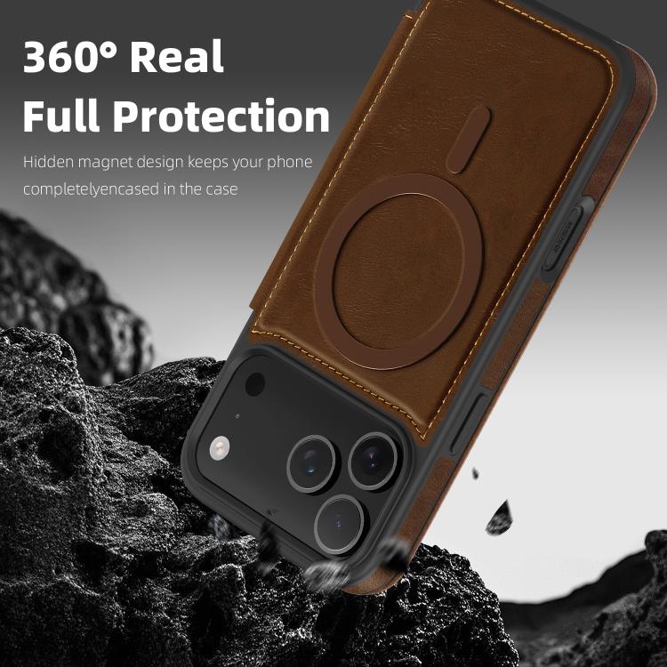 For iPhone 17 Pro Linton MagSafe Leather Phone Case