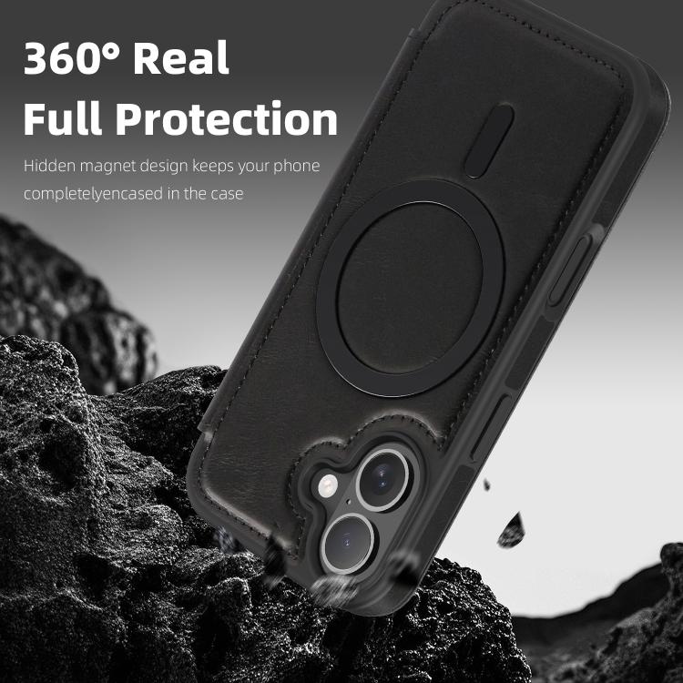 For iPhone 17 Linton MagSafe Leather Phone Case