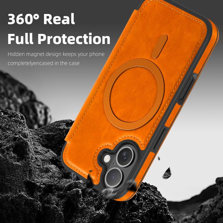 For iPhone 17 Linton MagSafe Leather Phone Case