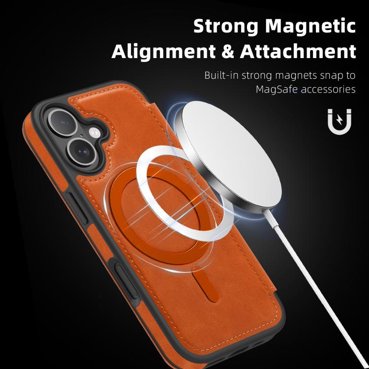For iPhone 17 Linton MagSafe Leather Phone Case