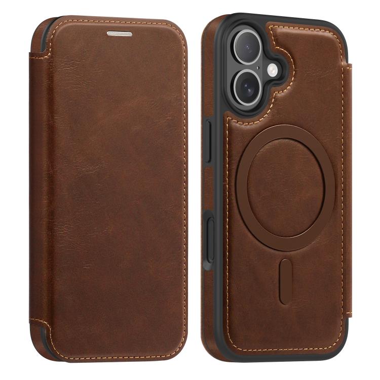For iPhone 17 Linton MagSafe Leather Phone Case