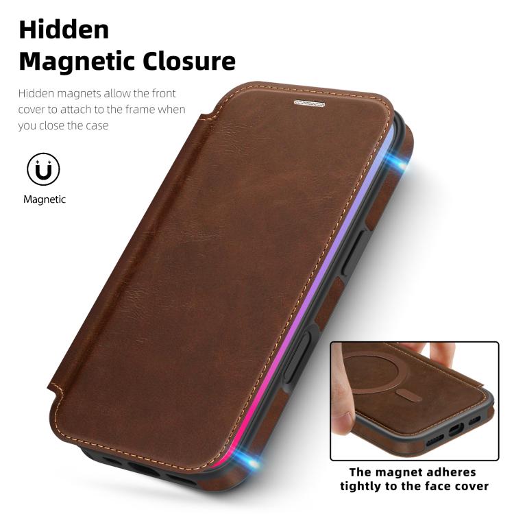 For iPhone 17 Linton MagSafe Leather Phone Case