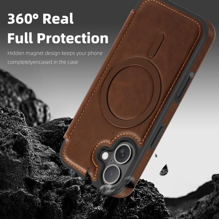 For iPhone 17 Linton MagSafe Leather Phone Case