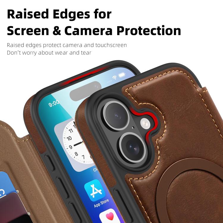 For iPhone 17 Linton MagSafe Leather Phone Case
