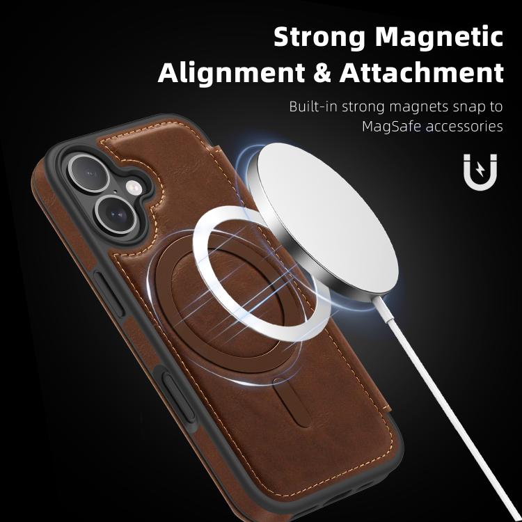 For iPhone 17 Linton MagSafe Leather Phone Case