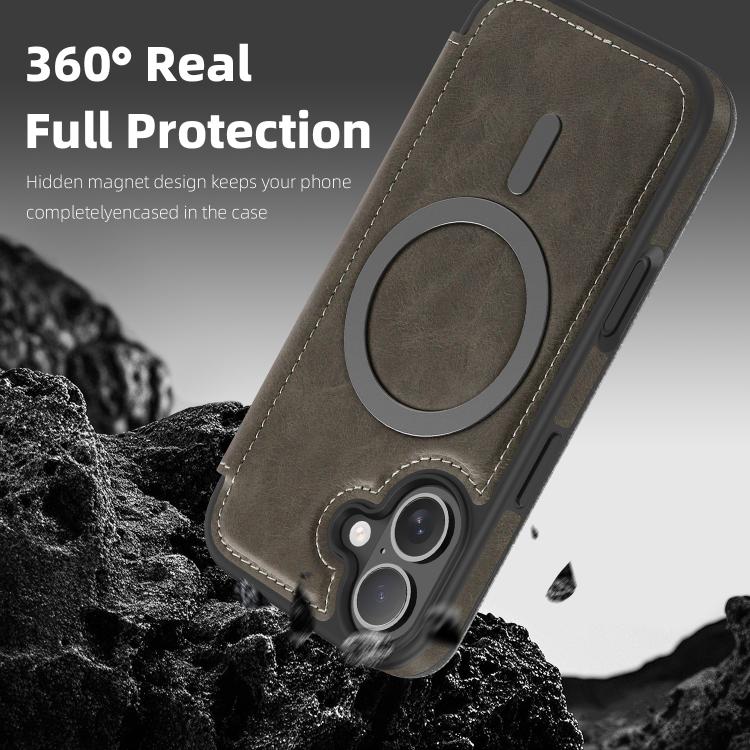 For iPhone 17 Linton MagSafe Leather Phone Case
