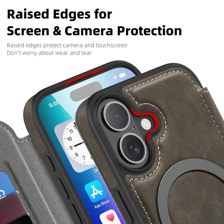 For iPhone 17 Linton MagSafe Leather Phone Case
