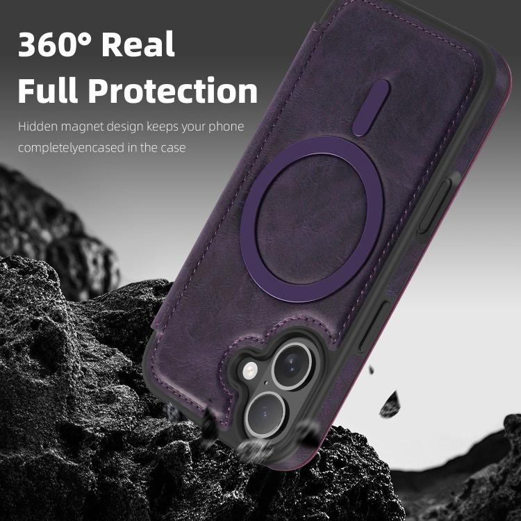For iPhone 17 Linton MagSafe Leather Phone Case