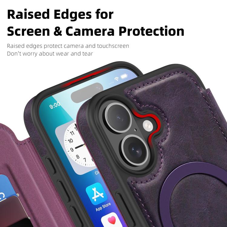 For iPhone 17 Linton MagSafe Leather Phone Case