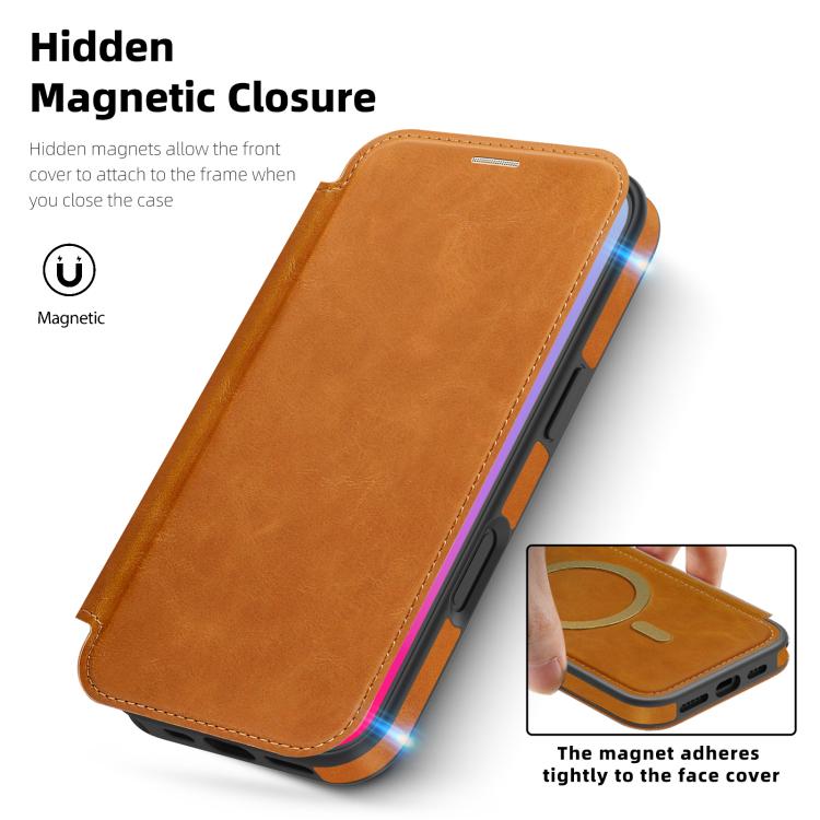 For iPhone 17 Linton MagSafe Leather Phone Case