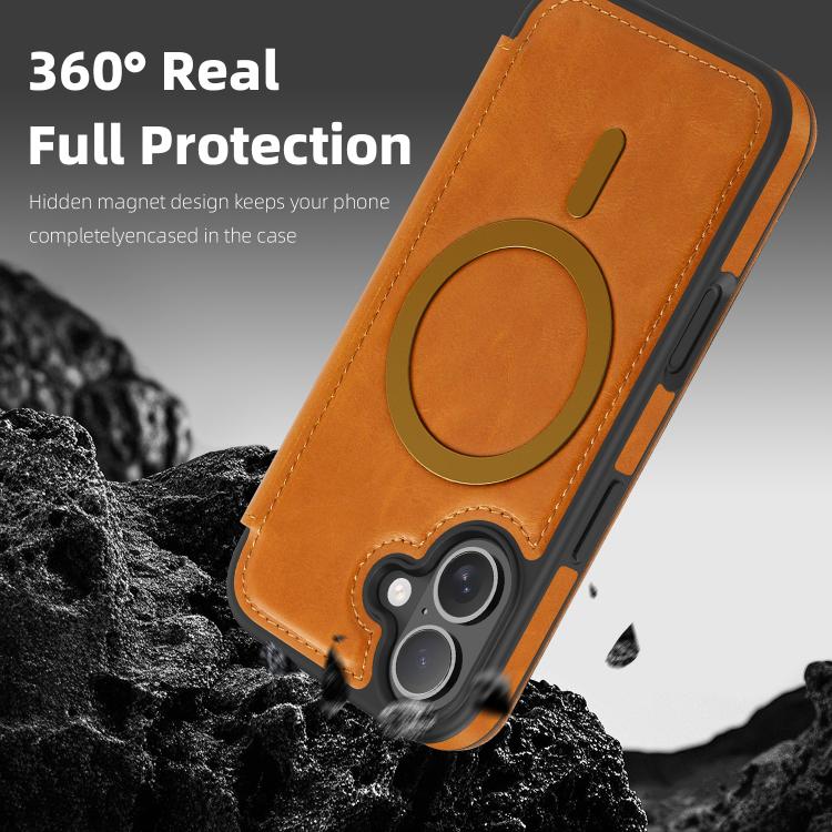 For iPhone 17 Linton MagSafe Leather Phone Case