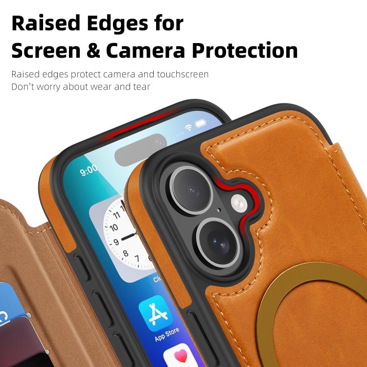 For iPhone 17 Linton MagSafe Leather Phone Case