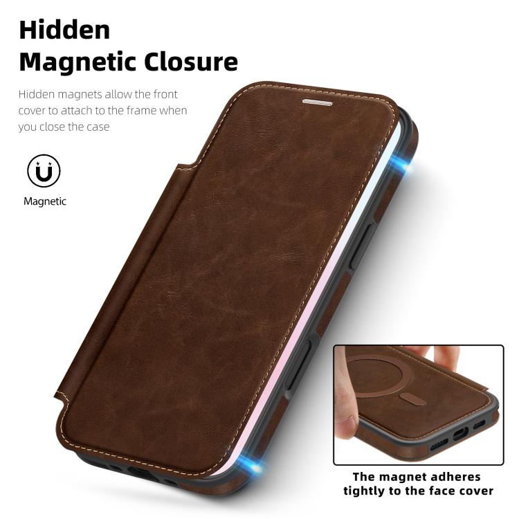 For iPhone Air Linton MagSafe Leather Phone Case