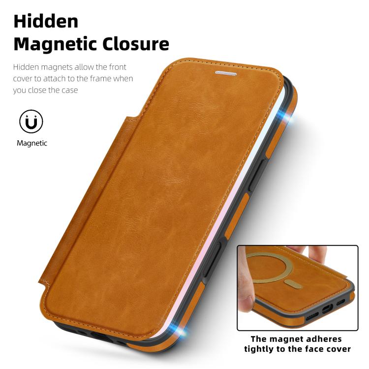 For iPhone Air Linton MagSafe Leather Phone Case