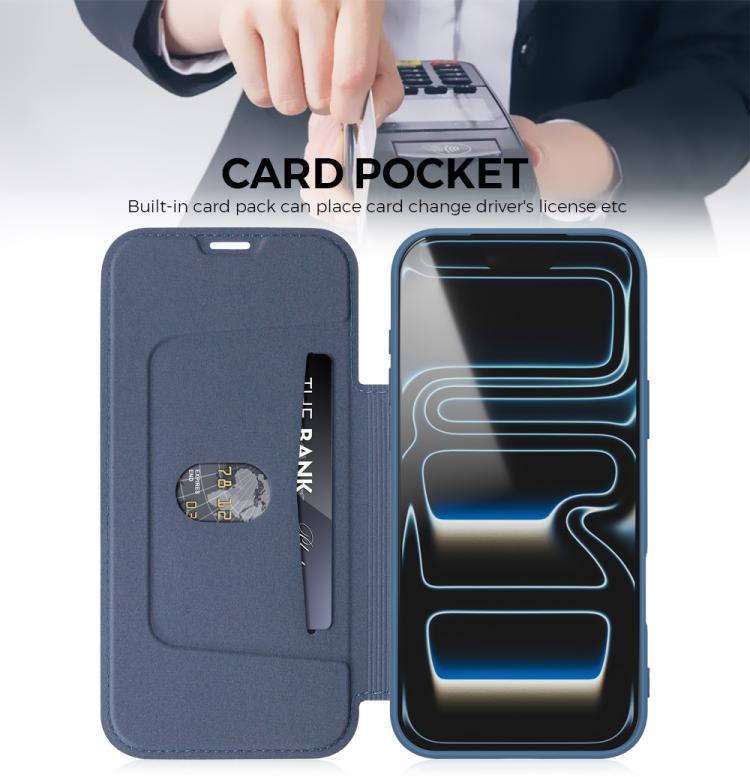 For iPhone 17 Pro Max Imitate Liquid Skin Feel Leather Phone Case with Card Slots