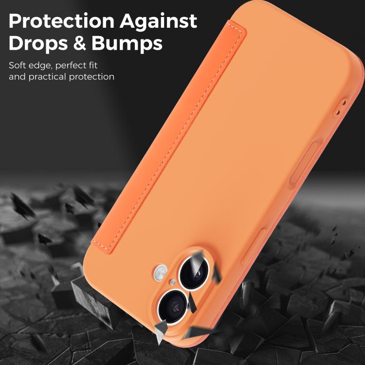For iPhone 17 Imitate Liquid Skin Feel Leather Phone Case with Card Slots