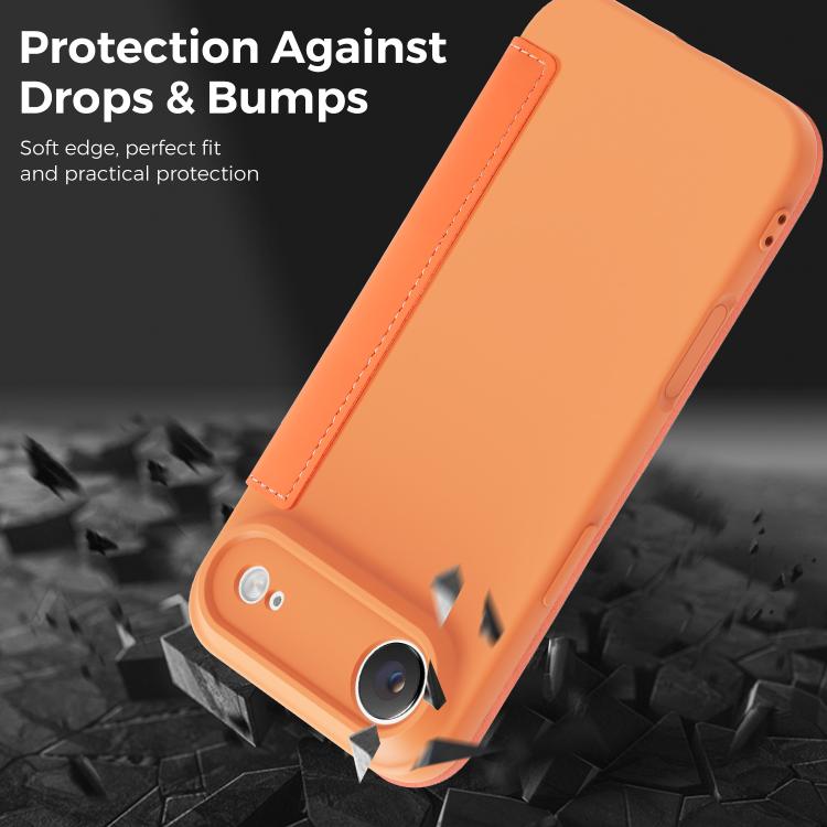 For iPhone Air Imitate Liquid Skin Feel Leather Phone Case with Card Slots