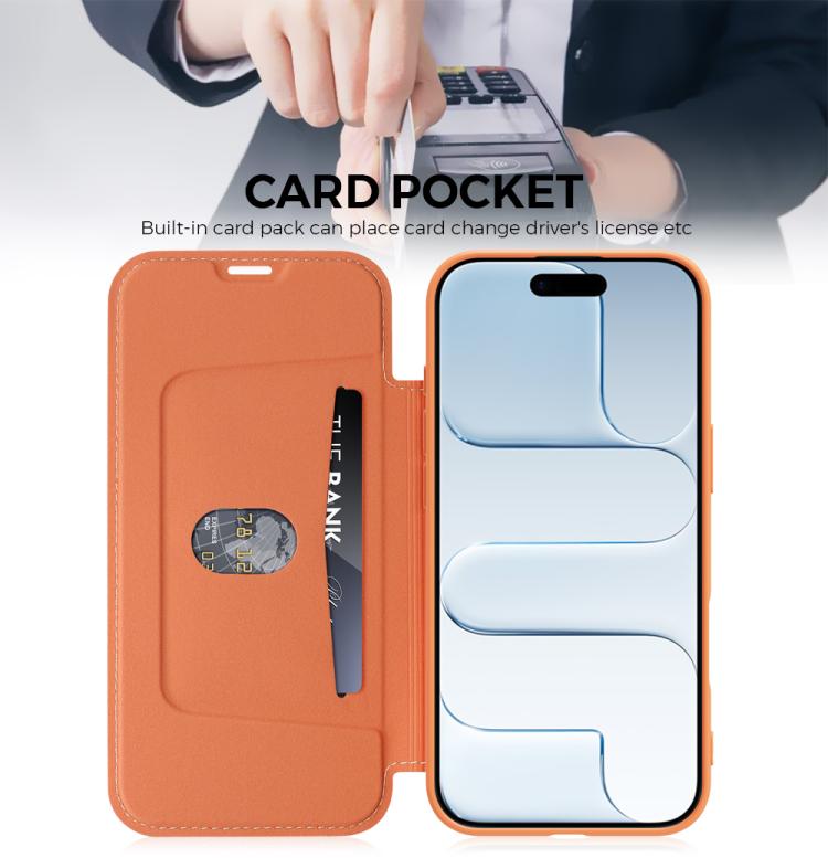 For iPhone Air Imitate Liquid Skin Feel Leather Phone Case with Card Slots