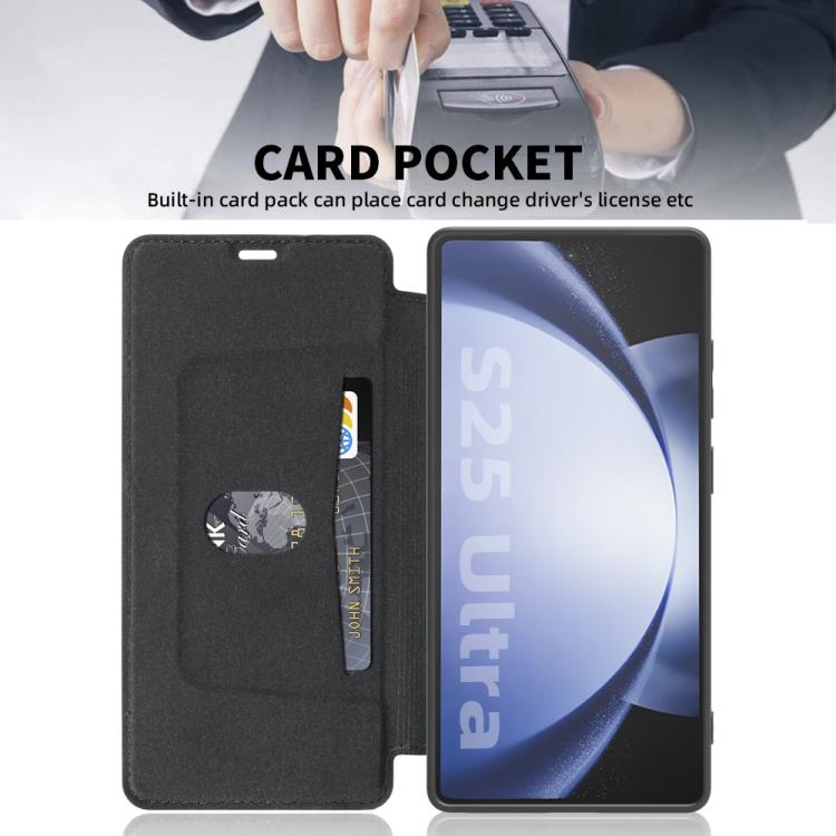 For Samsung Galaxy S25 Ultra 5G Imitate Liquid Skin Feel Leather Phone Case with Card Slots