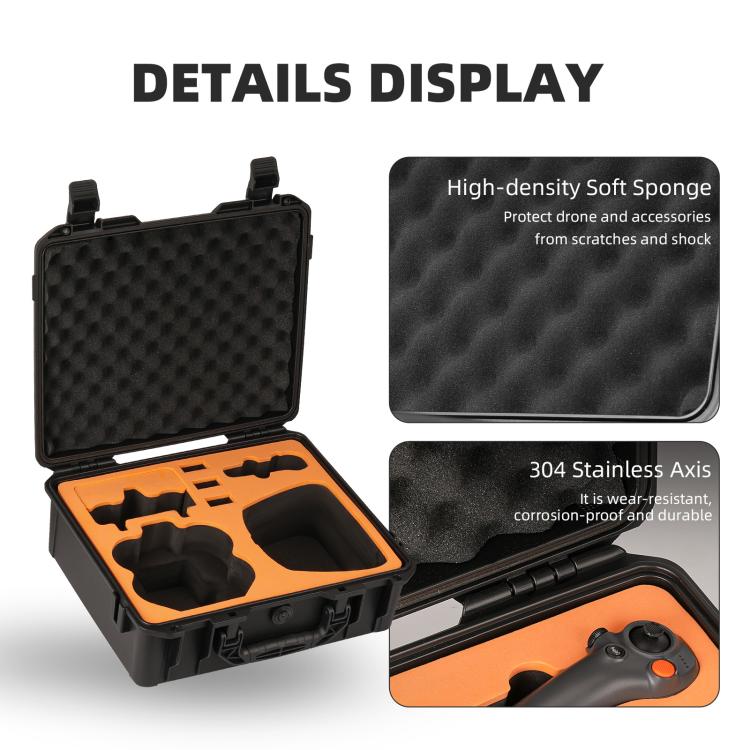 For DJI Neo 2 Sunnylife Hard Travel Shell Waterproof Shock-proof Box, Type:Motion Fly More Combo - Black