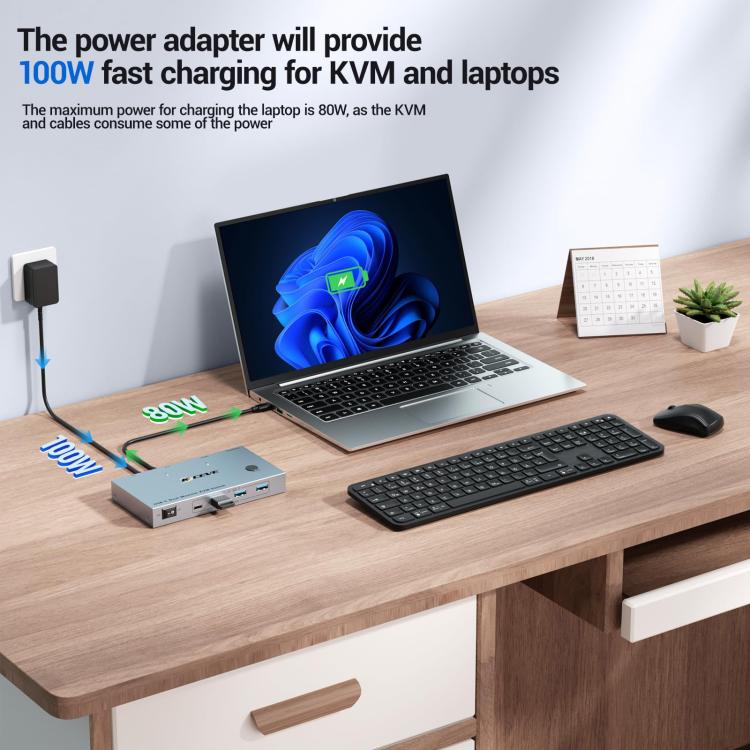 NW-KVMC212H 4K 60Hz USB-C / Type-C Ports Dual Monitor KVM Switch