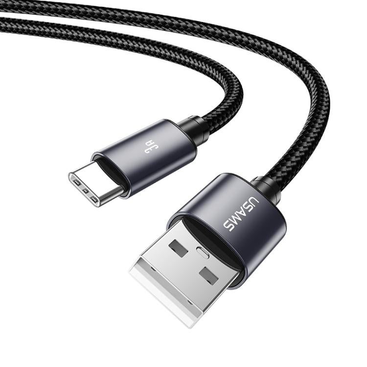 USAMS SJ767 U91 3A USB to Type-C Aluminum Alloy Fast Charging Data Cable, Length: 1m - Gun Color
