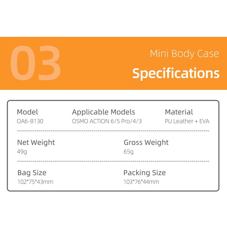 For DJI Osmo Action 6 / 5 Pro / 4 / 3 Sunnylife Portable Carrying Storage Box Mini Body Bag