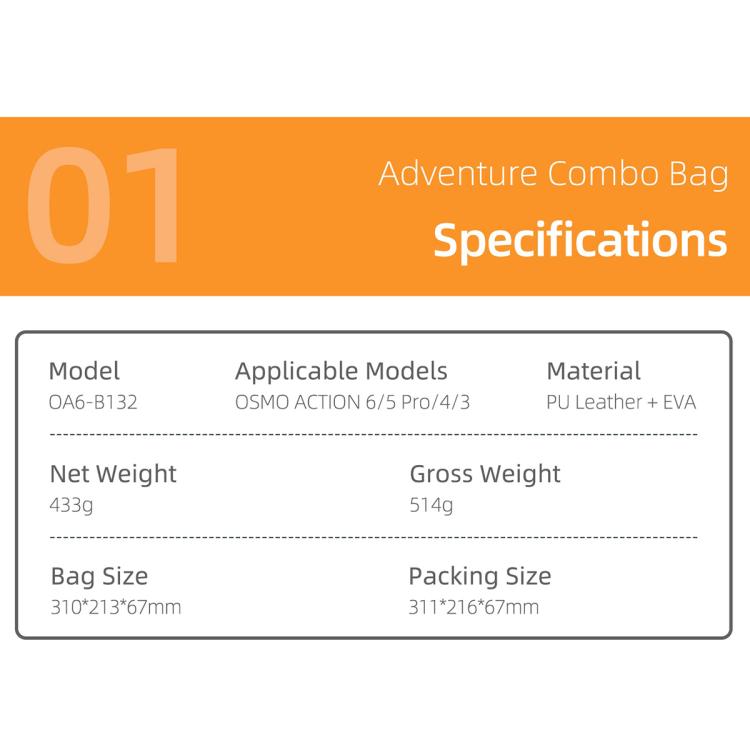 For DJI Osmo Action 6 / 5 Pro / 4 / 3 Sunnylife Portable Carrying Storage Box Adventure Combo Bag
