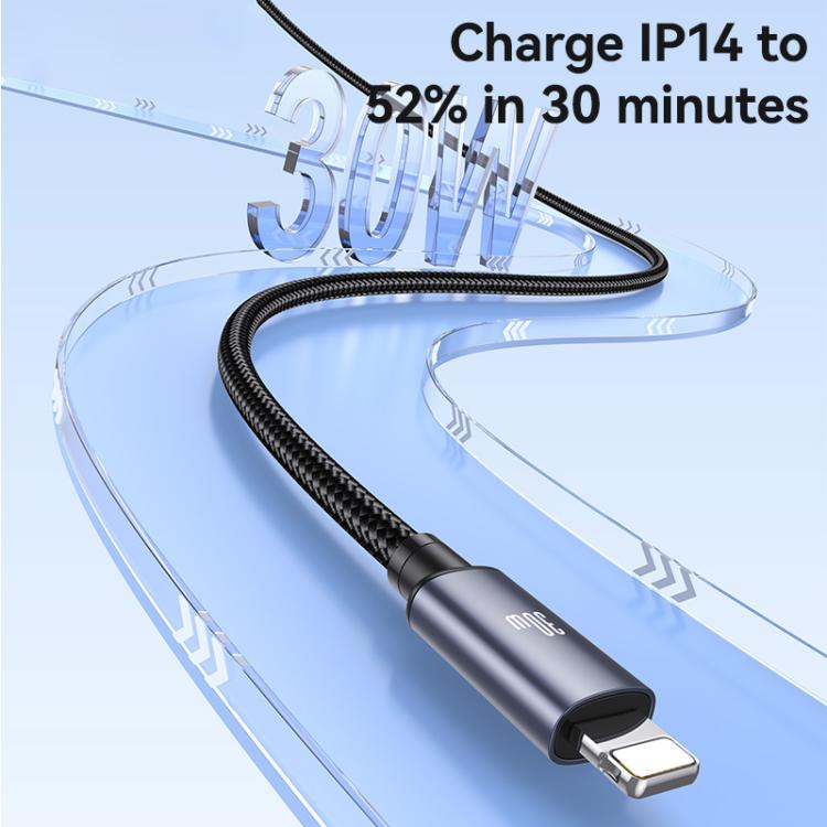 USAMS SJ770 U91 30W Type-C to 8 Pin Aluminum Alloy Fast Charging Data Cable, Length: 1m - Gun Color