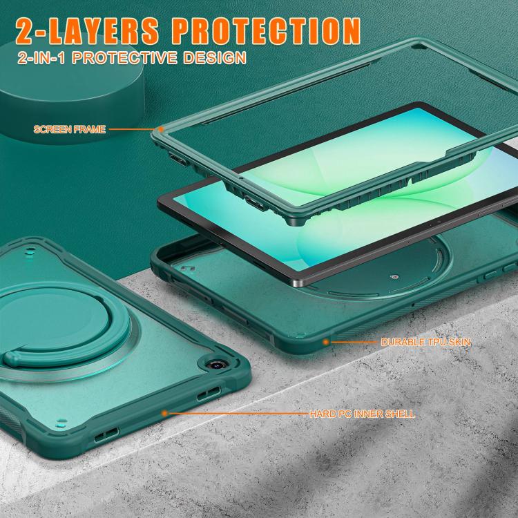 For Samsung Galaxy Tab A11+ Powerful Sailor Ring Holder Heavy Duty Hybrid Tablet Case with Strap