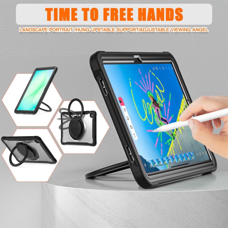 For Samsung Galaxy Tab A11+ Powerful Sailor Ring Holder Heavy Duty Hybrid Tablet Case with Strap