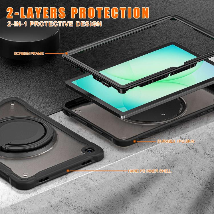 For Samsung Galaxy Tab A11+ Powerful Sailor Ring Holder Heavy Duty Hybrid Tablet Case with Strap