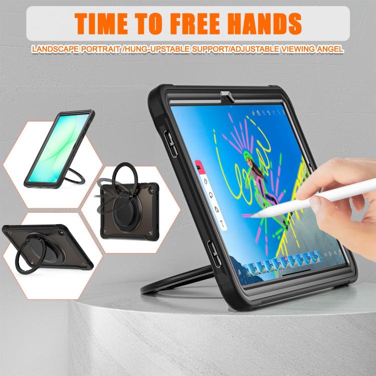 For Samsung Galaxy Tab A11+ Powerful Sailor Ring Holder Heavy Duty Hybrid Tablet Case with Strap