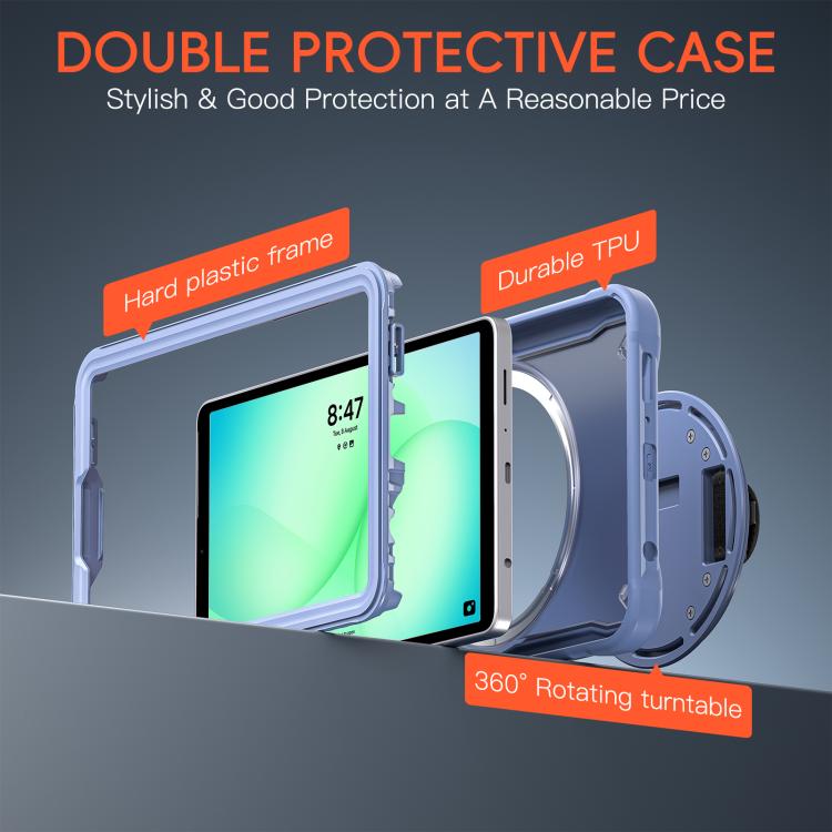 For Samsung Galaxy Tab A11 Heavy Duty Hybrid Tablet Case with Hand Grip & Strap